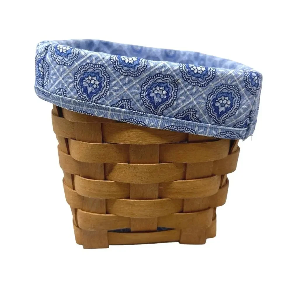 RETIRED Longaberger basket 1997, blue patterned liner and plastic insert